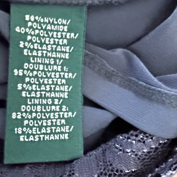 Lauren Ralph Lauren Blue Long Sleeve Stretch Lace Dress with Sequins Size 6 - Picture 7 of 9